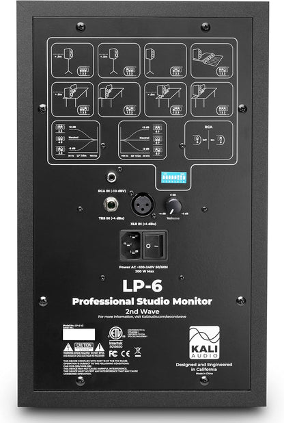 Kali Audio LP-6 2nd Wave luidspreker, studiomonitor (actieve naafmonitor, luidspreker met golfgeleidingstechnologie, basreflexsysteem, geen inherente ruis), zwart