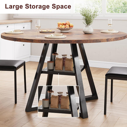 Jocoevol Ronde eettafel voor 4, keuken eetkamer cirkel diner voetstuk tafel, ruimtebesparende houten keuken en eetkamer meubels (vintage, 42 in)