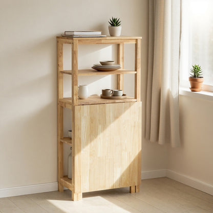 Eettafel – Klaptafel – Keukentafel – Werktafel – Bar tafel – Massief Hevea Hout – Inklapbaar met Opbergruimte