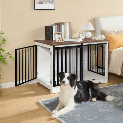 Hondenbench – Hondenkooi – Hondenhok – Hondenkooi Meubel – Hondenbench Hout – 100x60x68 cm – Dubbele Deuren & Duurzaam Hout-Metaal Design