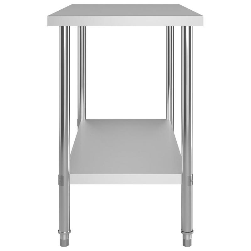 Keuken Werkbank – Werktafel – RVS Werkblad – Werkbank Met Bovenplank – Keukentafel – Roestvrij Staal – 120x60 cm – 150 cm Hoog