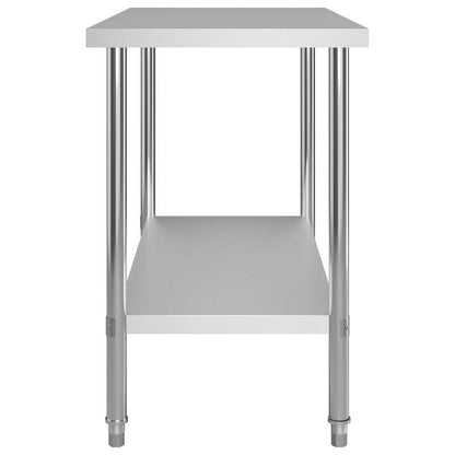 Keuken Werkbank – Werktafel – RVS Werkblad – Werkbank Met Bovenplank – Keukentafel – Roestvrij Staal – 120x60 cm – 150 cm Hoog