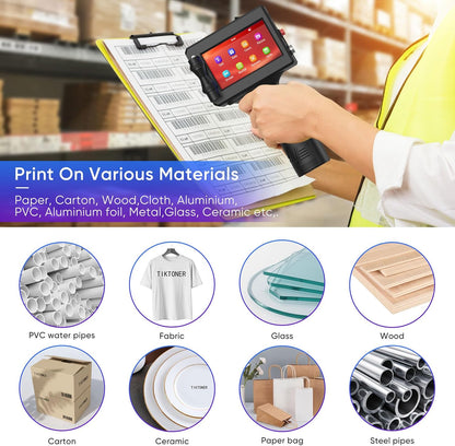 127T2 Draagbare Handheld Inkjet Printer 1 inch Handheld Printer 4.3 Inch LED Scherm Sneldrogende Inktcartridge voor QR Code Datum Logo Label Barcode Batchnummer