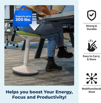 Ergonomische kruk - Bureaustoel - Testwinnaar - 55-80 cm - In hoogte verstelbaar met schommelfunctie - Ergonomische antislip Desk Chair - Office Chair - Groente