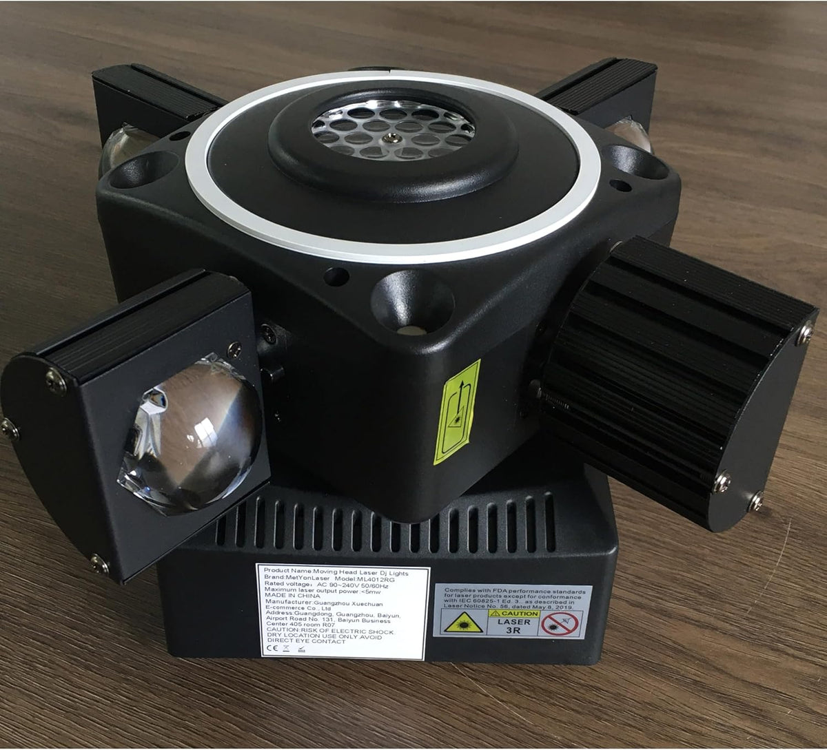 Podiumverlichting met bewegende kop, led-DJ-lampen met DMX512-controller, geluidsactivering, 4 stuks 12 W RGBW LED-kralen, dimmer-stroboscoopeffect