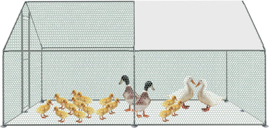 Kippenren – Buitenren – Volière – Pluimveereng – Kippenhok – Ruim 3x4x2 Meter – Verzinkt Stalen Frame & UV-Beschermd Dak