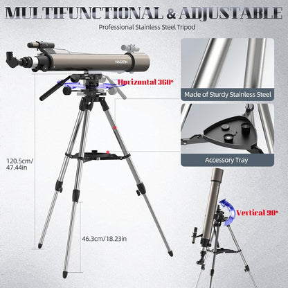 900-102 mm Astronomische refractor telescoop met altazimut montage en statief