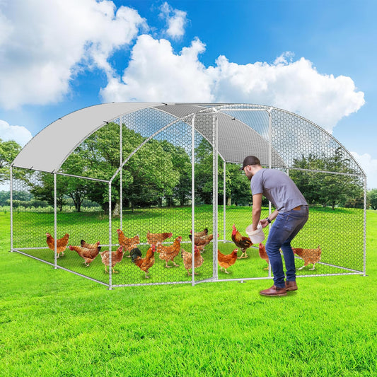 Ikodm Chicken Coop Outdoor Play 3 x 4 x 2 m XXL Chicken Coop with Door and Latch Waterproof Oxford Fabric Chicken Coop for Small Animals and Small Animals with Net