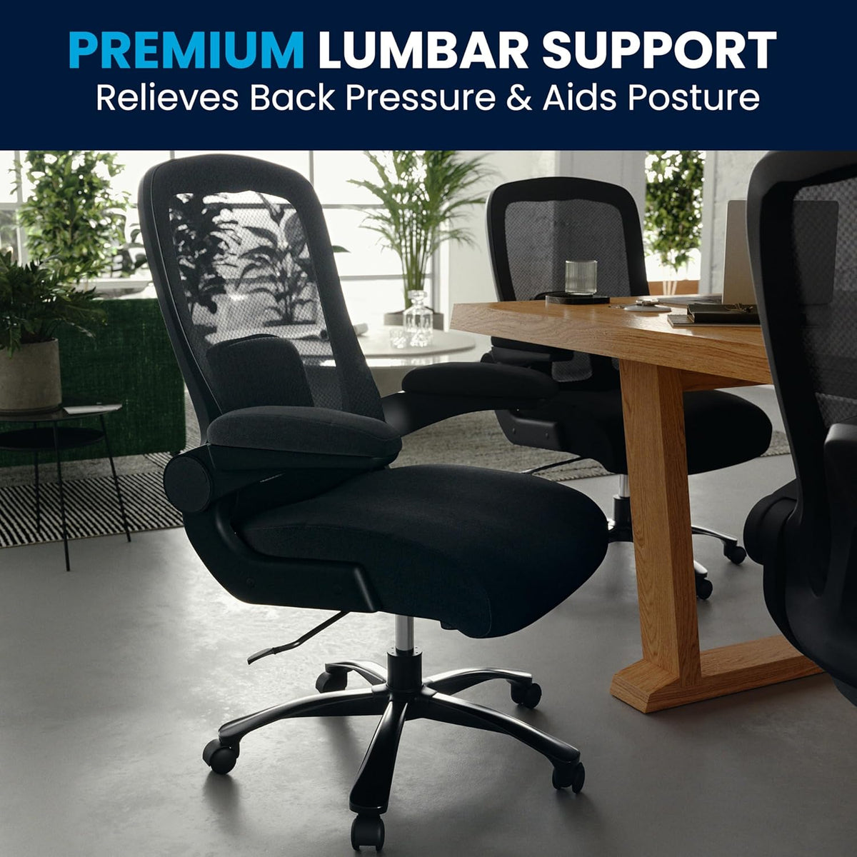 Flash Furniture Grote en hoge bureaustoel | Zwarte Mesh Executive Draaibare Bureaustoel met Lumbale en Rugsteun en Wielen