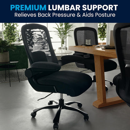 Flash Furniture Grote en hoge bureaustoel | Zwarte Mesh Executive Draaibare Bureaustoel met Lumbale en Rugsteun en Wielen