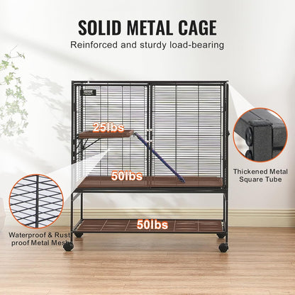 4-Laags Metalen Kooi Voor Fretten -  Geschikt Voor Ratten, Hamsters, Cavia's en Chinchilla's - 92 cm x 58 cm x 100 cm