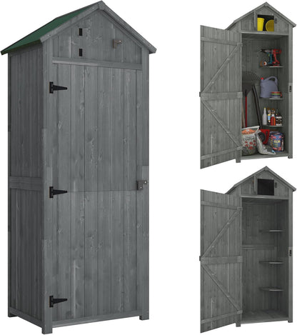 Tuinhuisje – Tuinschuur – Berging – Opberghuis – Houten Tuinkast – Waterbestendig Dennenhout – Raam Met Ventilatie – 77x54x179 cm