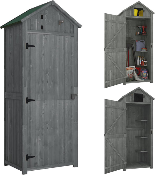 Tuinhuisje – Tuinschuur – Berging – Opberghuis – Houten Tuinkast – Waterbestendig Dennenhout – Raam Met Ventilatie – 77x54x179 cm