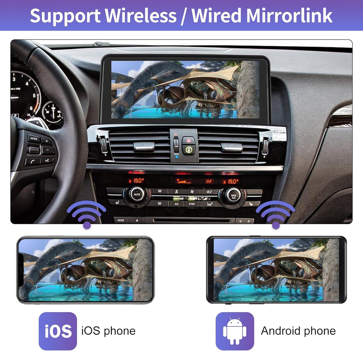 Road Top 10.25 Inch Car Radio Touch Screen Wireless CarPlay Android Car for BMW X3 X4 Series F25/F26 2013-2016 Year with NBT System,Car Stereo Multimedia Radio Receiver - QUORE