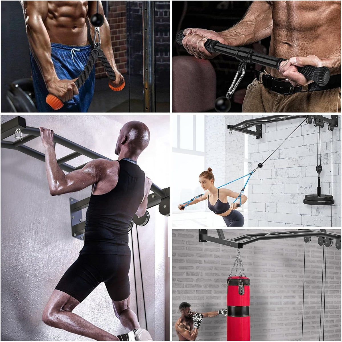 SELEWARE 48 ''Heavy Duty Pull Up Bar Wandmontage Multifunctionele Chin up Bar met Home Gym Kabel Katrol Systeem LAT Pulldown Workout Bijlagen Zware Tas Hanger