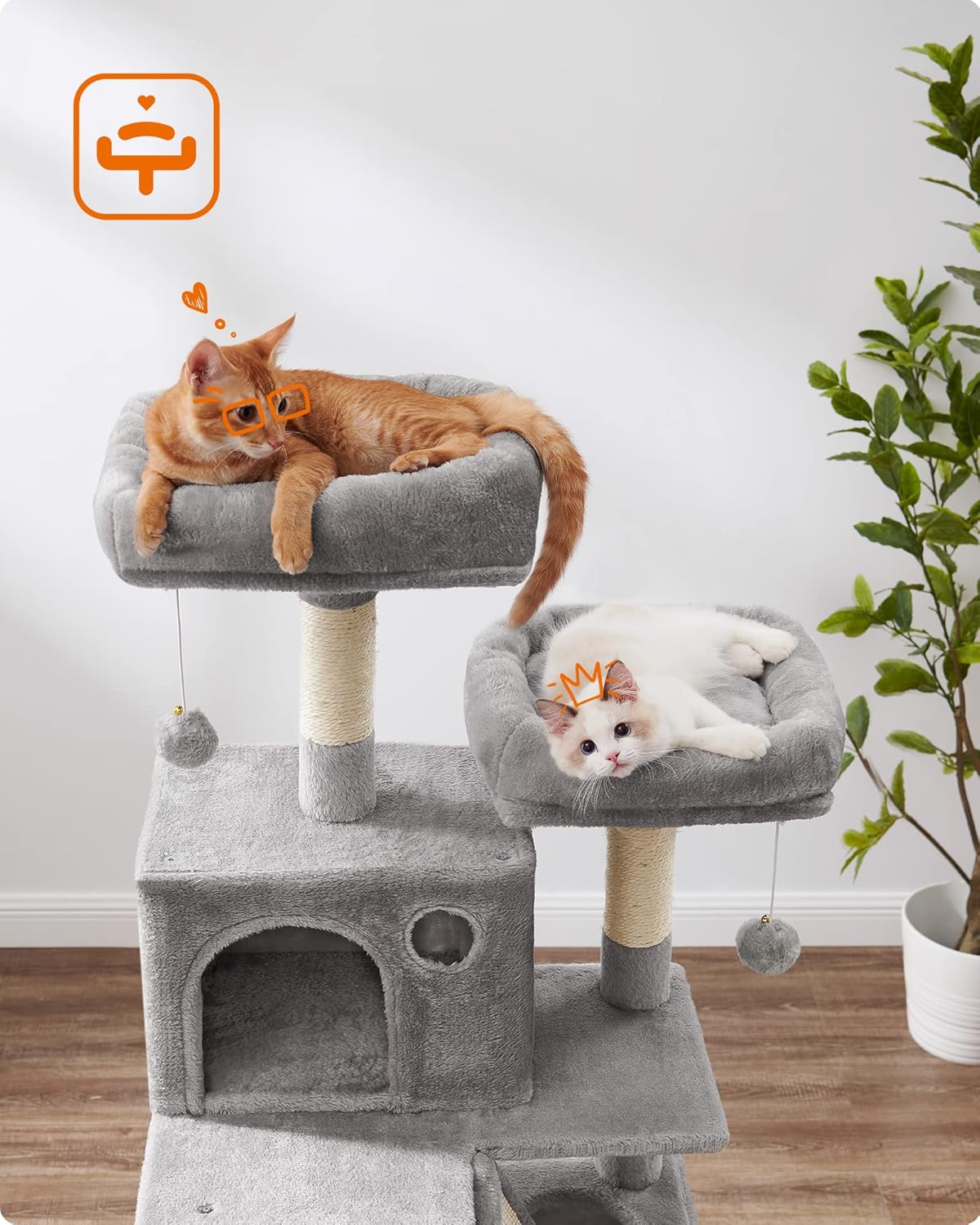 Kattenkrabpaal – Kattenboom – Krabpaal – Kattenhuis – Kattenmeubel – Ruim 168 cm Hoog – 13 Krabpalen Met Sisal
