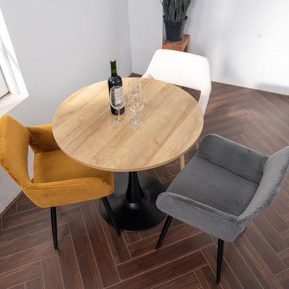MEUBLE COSY Ronde eettafel voor keuken, woonkamer, kantoor, retrostijl, voor 2-4 personen, metalen frame, eiken + zwart, 80 x 80 x 75 cm