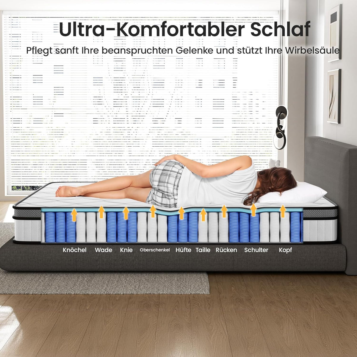 BedStory Matras, 160 x 200 cm, binnenveringmatras, H3, hoogte 20 cm, pocketveringmatras, middelhard, orthopedisch, Öko-Tex gecertificeerd, matras voor kinderen en volwassenen