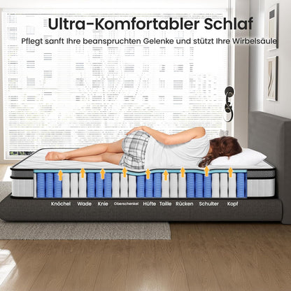 BedStory Matras, 160 x 200 cm, binnenveringmatras, H3, hoogte 20 cm, pocketveringmatras, middelhard, orthopedisch, Öko-Tex gecertificeerd, matras voor kinderen en volwassenen