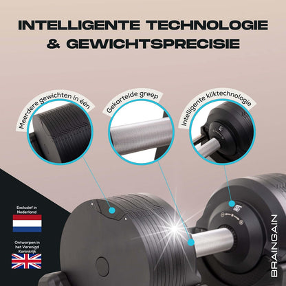 BRAINGAIN Adjustable Dumbbells - Versatile weights for strength training at home - QUORE