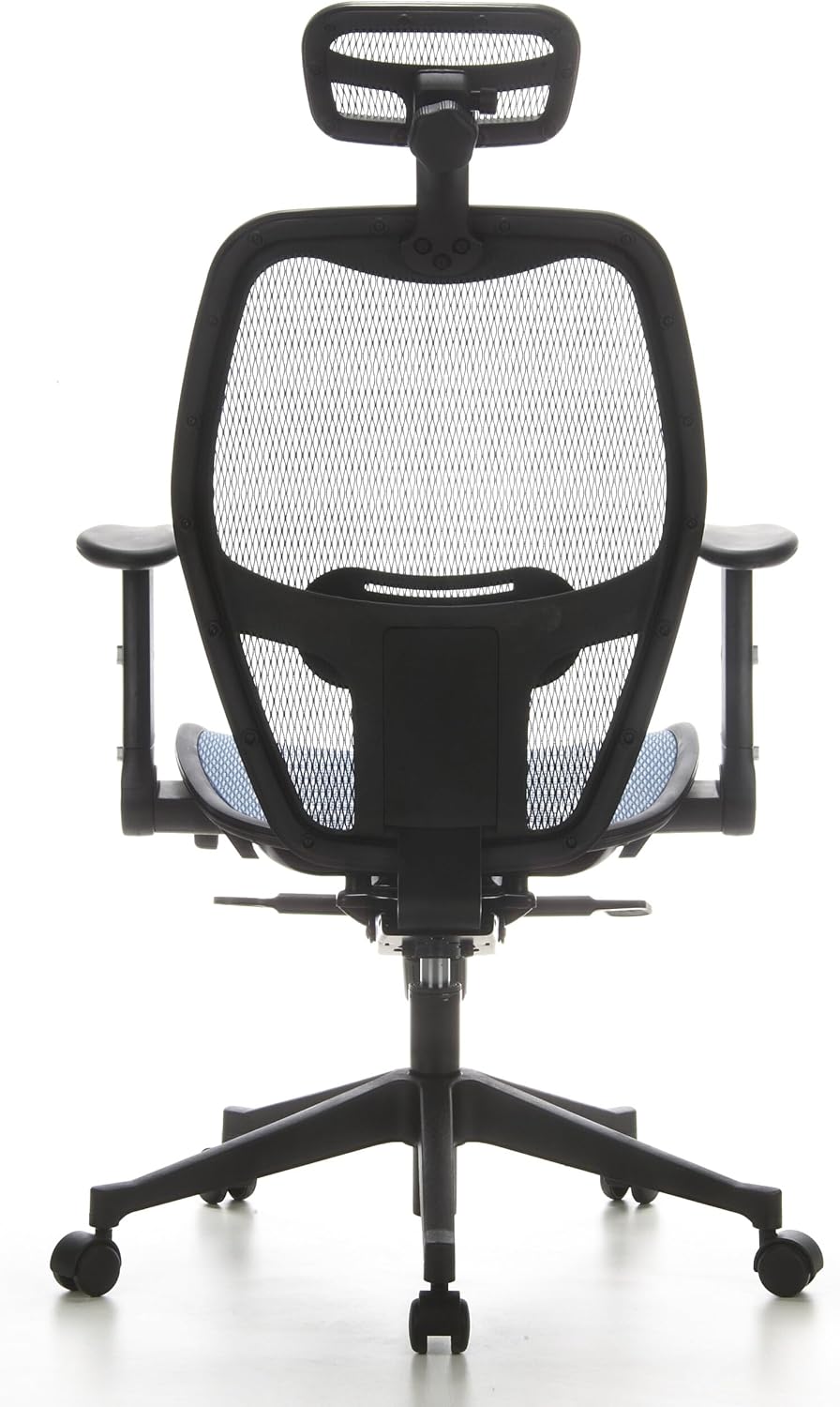 hjh OFFICE 653060 Professionele bureaustoel AIR-Port net blauw draaistoel met lendensteun, armleuningen inklapbaar en verstelbaar
