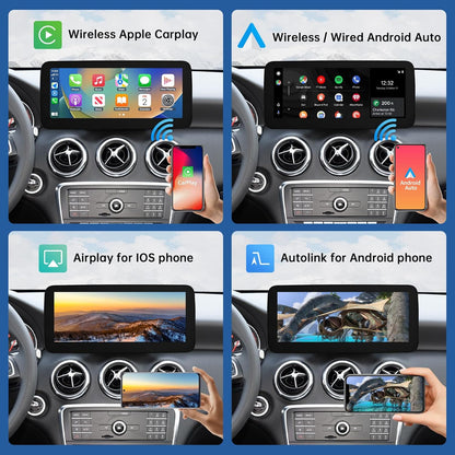 Road Top 12.3 Inch Car Radio Wireless CarPlay Android Car Touch Screen for Mercedes Benz A CLA GLA Class W176 C117 X117 X156 2016-2018 Year with NTG5.0 System, Support Mirrorlink - QUORE