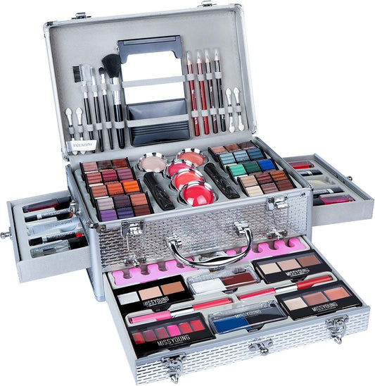 Professionele make-upset, 8 stuks, inclusief make-uptas, draagbaar, voor op reis, voor make-up, oogschaduw, lipgloss, verjaardag, Kerstmis, cadeauset