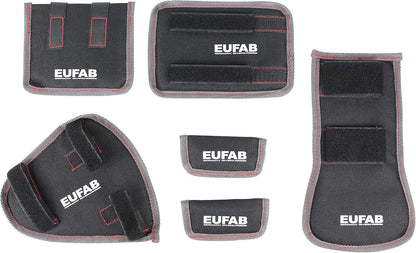 EUFAB 12010LAS fietsendrager POKER-F, geschikt voor e-bike, voorgemonteerd, diefstalbeveiliging, voor 2 fietsen, voor trekhaak & EUFAB 11242 Fietsentransportbeschermingsset, framebescherming, 6-delig