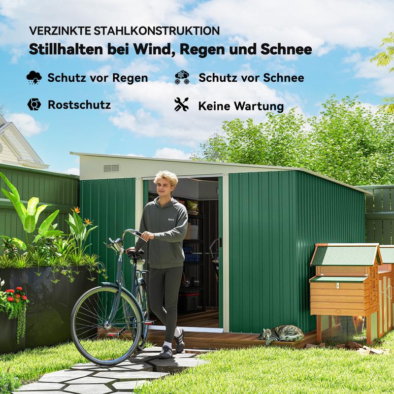 Metalen Tuinkast – Tuinschuur – Gereedschapskast – Opbergkast – Fietsenstalling – Dubbele Deuren – Stevig Verzinkt Staal – Grote Afmetingen 2,8x3,45x2,01 m