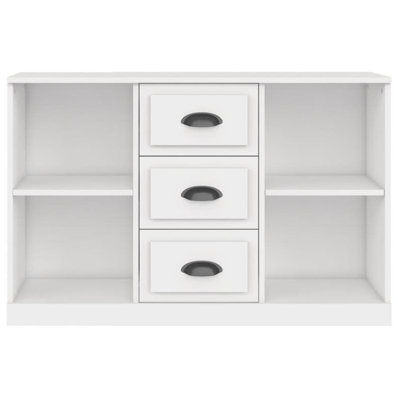 Modern White Sideboard with Drawers & Shelves - 106.68cm Wide, 35.56cm Deep, 66.04cm Tall Storage Cabinet for Living Room, Bedroom, Office - Minimalist Design, Hardwood Construction, No Assembly Required, Sideboard Cabinet, B