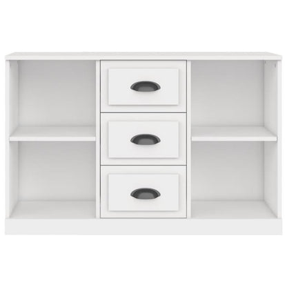 Modern White Sideboard with Drawers & Shelves - 106.68cm Wide, 35.56cm Deep, 66.04cm Tall Storage Cabinet for Living Room, Bedroom, Office - Minimalist Design, Hardwood Construction, No Assembly Required, Sideboard Cabinet, B