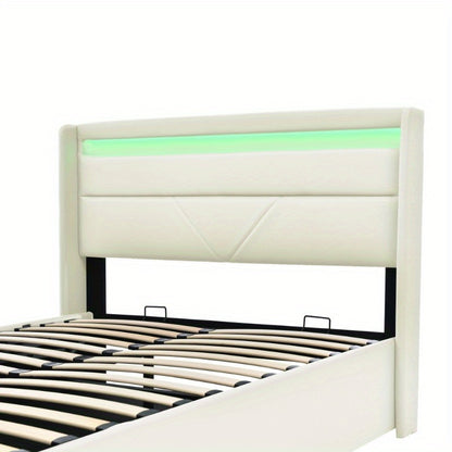 Hydraulisch Opbergbed – Bed Met Matras – Opklapbed – Stalen Bedframe – Tweepersoonsbed 160x200 cm – Klassiek Wit – Ruimtebesparend – Stevige Constructie