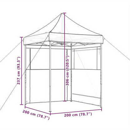 Collapsible Pop-Up Party Tent with 2 Side Walls in Brown. Sturdy And Durable, Easy to Assemble, Suitable for Gatherings, Parties, Weddings, Camping, And Other Outdoor Activities.