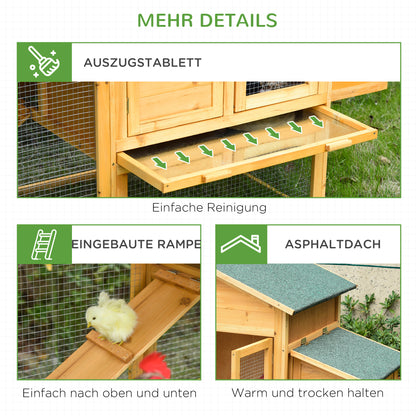 Dwerghennenhok – Kippekot – Kippenren – Kippenhok – Houten Hennenhok – Naturel + Groen – Weerbestendig Vurenhout – Ruime Ren Met Broed- En Legbox