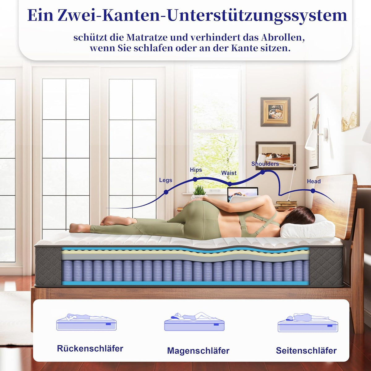 Small Double Matras Hybride Pocket Spring Memory Foam matras Duurzaam en Huidvriendelijk Individueel Verpakt Spoel Matras Klein Dubbel Bed Medium Stevig 120 x 200 x 25 cm