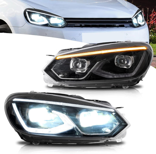 VLAND Projectorkoplampen Compatibel voor Golf 6 MK6 TSI Halogeen 2008-2013 (Niet voor TDI/GTI/R), 1 set/Met E-keuringsmerk