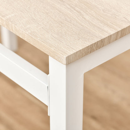 Eettafelset – Eethoek – Keukentafelset – Zitgroep – 5-delig – MDF Houtnerf – Metalen Onderstel – 80x80 cm – Lichtgrijs Wit