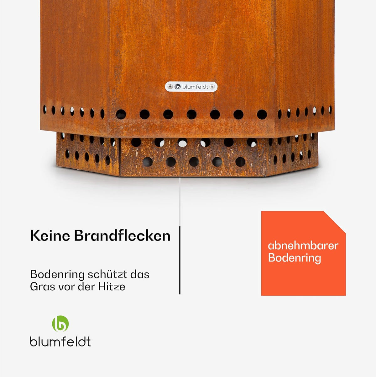 Blumfeldt Brasero Mobiele regenhoes, houten handgrepen, houtvuurplaats, 360° uitzicht, tuin en terras
