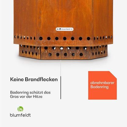 Blumfeldt Brasero Mobiele regenhoes, houten handgrepen, houtvuurplaats, 360° uitzicht, tuin en terras