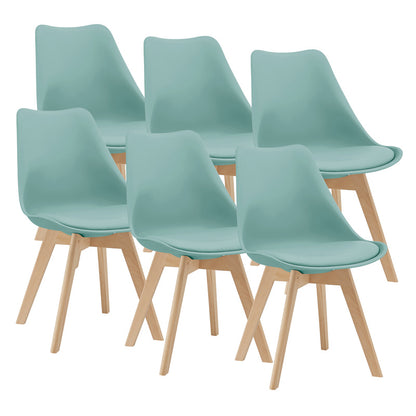 Eetkamerstoel – Kuipstoel – Stoel – Keukenstoel – Woonkamerstoel – Set van 6 – PU Kunstleer Zitting – Massief Beukenhout Frame – Mintkleur