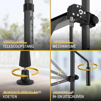 Sol Royal Zonwering 3m Breed Zonder Boren – Klemluifel met Handslinger – UV-bestendige Balkonzonwering voor Klemmen Weerbestendig voor Tuin Terras Staande Zonwering Antraciet – BM3