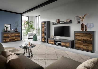 xonox.home Wohnen Jam X8BB4T30 Lowboard TV-meubel, woonkamerplank, media-meubel in Old Wood/Matera replica, ca. B/H/D: 160x37x40 cm