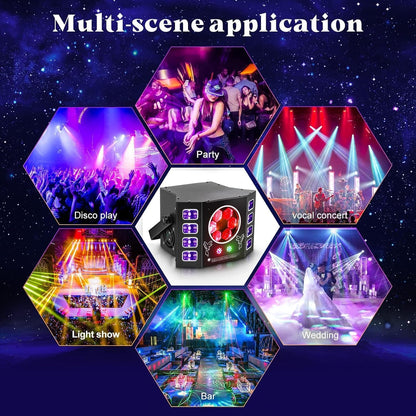 Lichtspel, discolicht, 100 W, feestlicht, bijenoog, uv-flitslicht, 14 DMX-kanalen met spraakbediening, afstandsbediening, geschikt voor bruiloft, verjaardagsfeest, Halloween