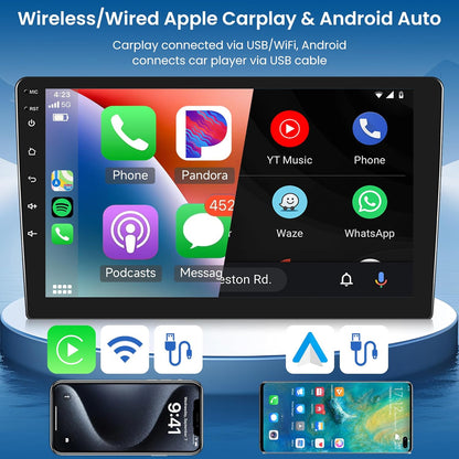 Android Autoradio 2 Din – Multimedia Systeem – Navigatie Radio – Touchscreen Auto – Wireless Apple Carplay – 9 Inch HD Scherm – Draadloos Android Auto – Bluetooth FM/RDS DAB+