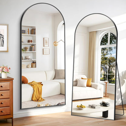 Staande Spiegel – Boogspiegel – Full Body Spiegel – Vloerspiegel – Wandspiegel – 179 x 65 cm – Aluminium Frame – Explosiebestendig Glas