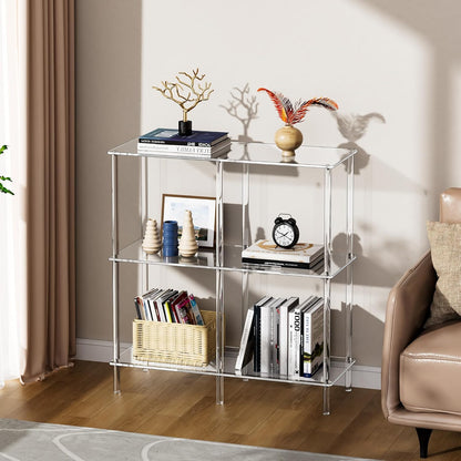 Acryl consoletafel, 3-laags acryl boekenplank boekenkast, vrijstaand, 75 x 30 x 80 cm (transparant)