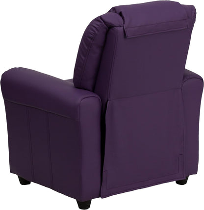 Flash Furniture Hedendaagse kinderfauteuil met bekerhouder en hoofdsteun, hout, paars Vinyl, 60,96 x 48,26 x 48,26 cm