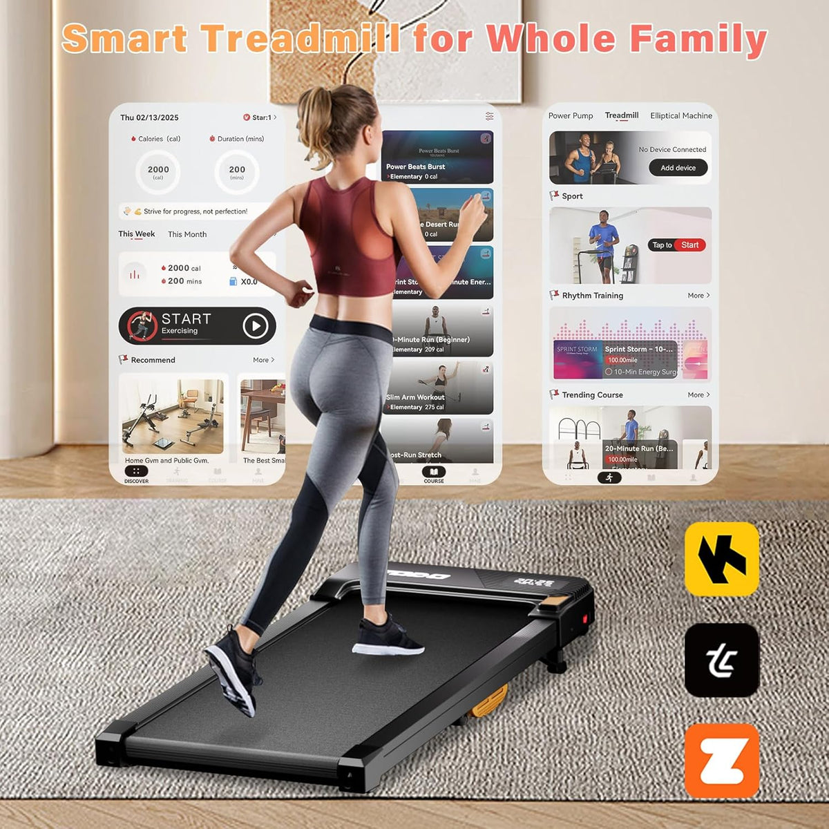 TODO Walking Pad, loopband voor thuis met helling, loopband, bureau, 1-6 km/u, elektrische loopband voor kantoor met afstandsbediening en apps-bediening, 2,5 pk motor, lcd-display