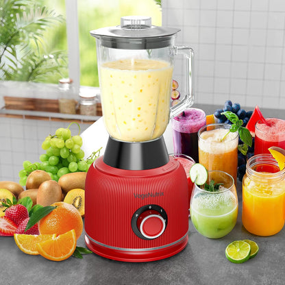 Keukenmachine en mixer combinatie, 2,5 l hakmolen voor vlees, groenten en deeg, 2 l blender met 1500 W glazen reservoir, 2 snelheden en pulsfunctie voor smoothies, voedingsstoffenextractie enz.