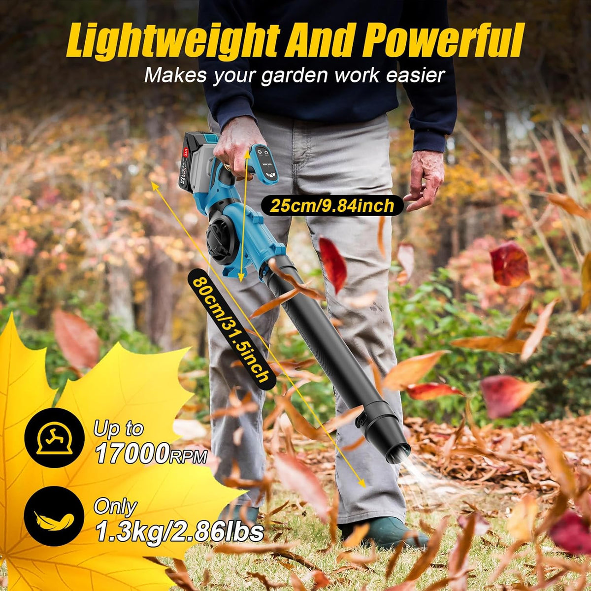 21V bladblazer accu met 2 stuks 3000 mAh batterij